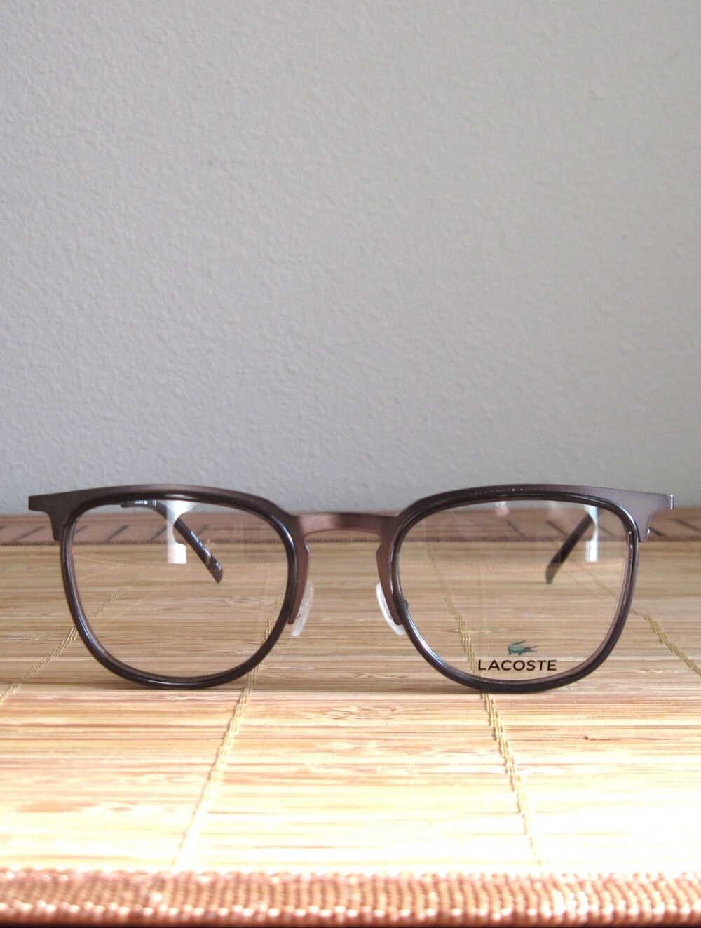 Lacoste Men’s Grey/Black Metal-Acetate Glasses